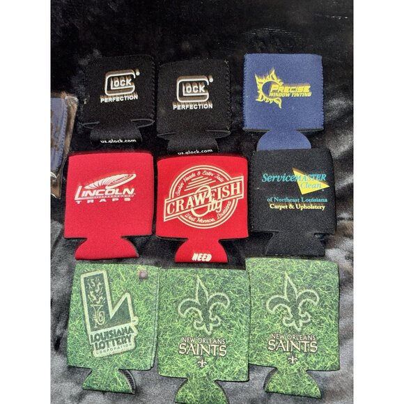 10 Piece Lot Of Beer Soda Can Koozie Lot Glock New Orleans Saints Modelo - Picture 2 of 6